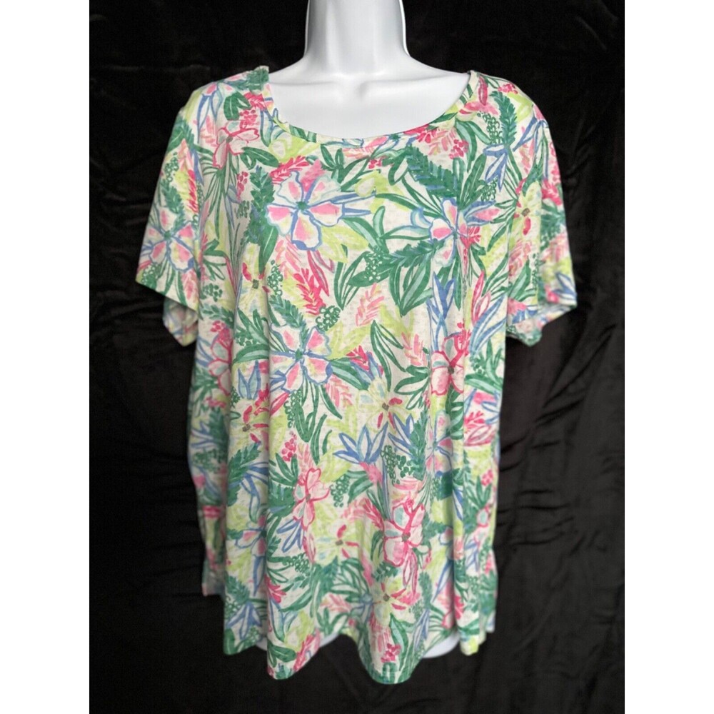 Casey Key women’s short sleeve tropical/ floral top, size 1X